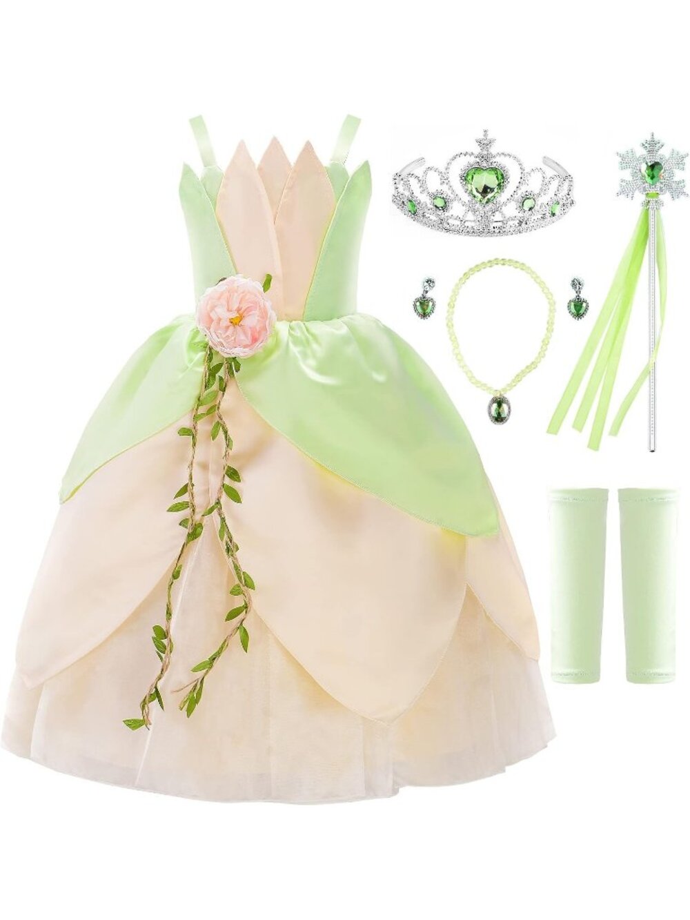 Girls Princess Costume Ball Gown Fancy Dress Halloween Party Outfit